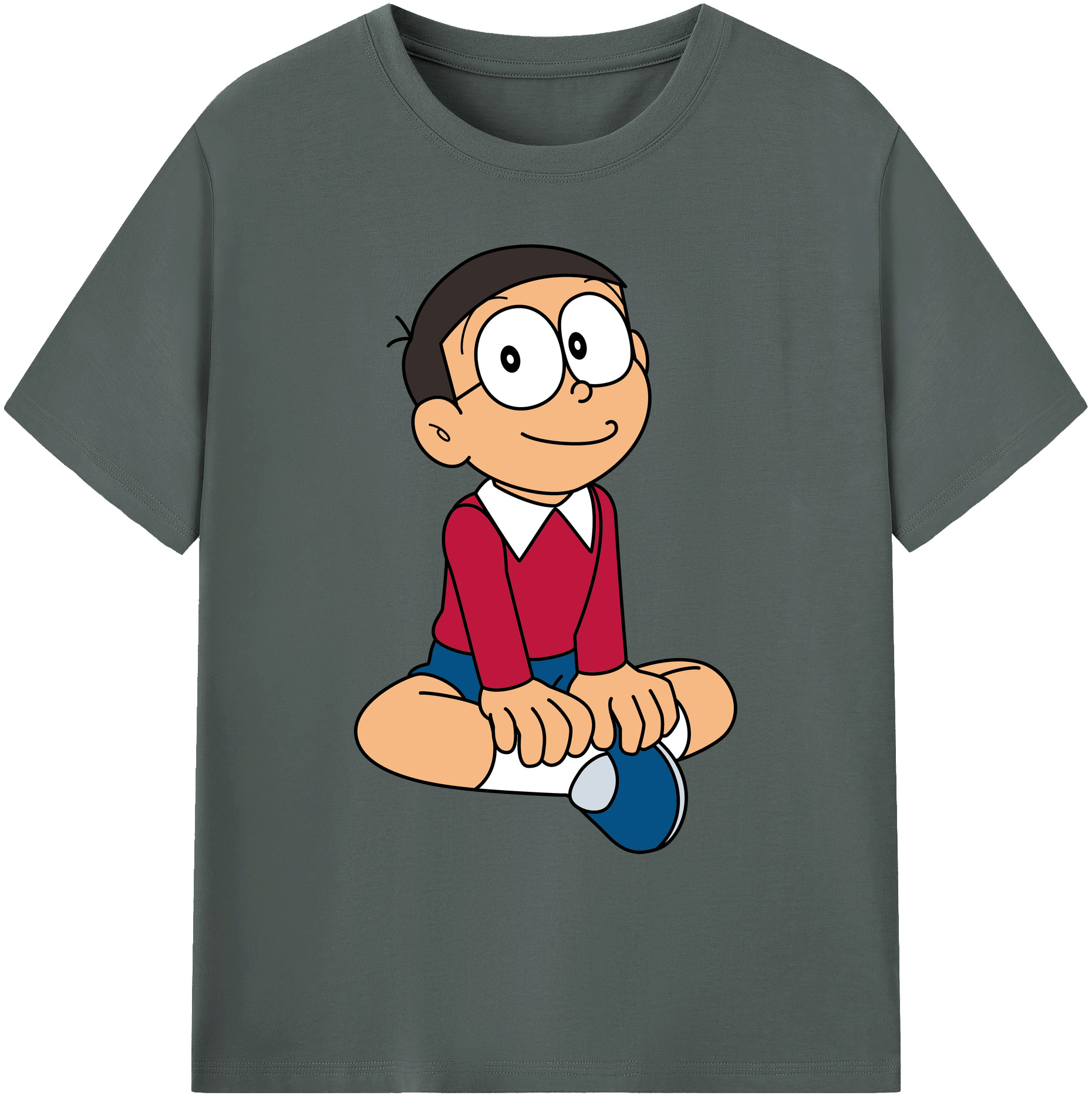 （画像用） ドラえもん 野比 のび太 Doraemon Nobita Nobi 綿100％ メンズ半袖Tシャツ｜肌触りやわらか＆通気性